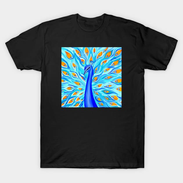 Blue Peacock T-Shirt by SheerJoy